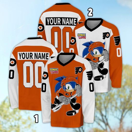 Personalized Philadelphia Sonic Hockey Jersey, The Hedgehog Jersey For Men With Your Team Name, Fan Hockey Jersey