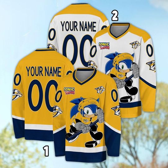 Discover Personalized Nashville Sonic Hockey Jersey, The Hedgehog Jersey For Men With Your Team Name, Fan Hockey Jersey