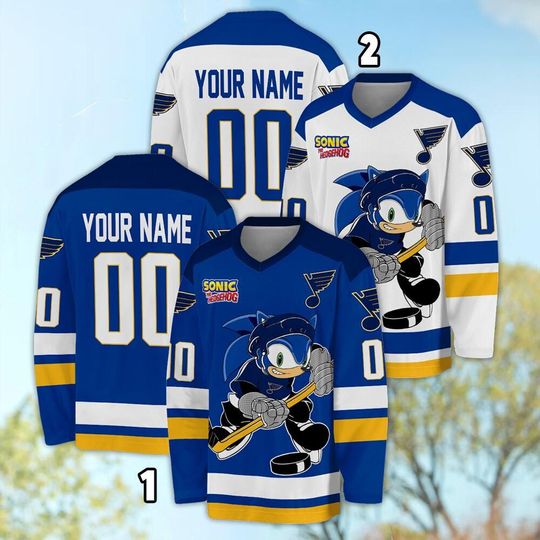 Personalized St Louis Sonic Hockey Jersey, The Hedgehog Jersey For Men With Your Team Name, Fan Hockey Jersey