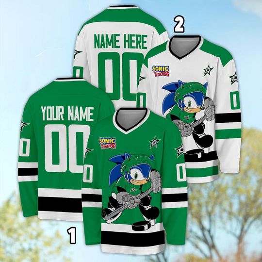 Personalized Dallas Sonic Hockey Jersey, The Hedgehog Jersey For Men With Your Team Name, Fan Hockey Jersey