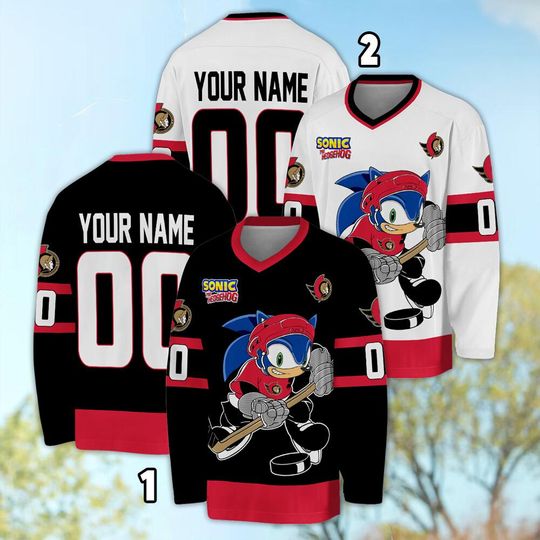 Personalized Ottawa Sonic Hockey Jersey, The Hedgehog Jersey For Men With Your Team Name, Fan Hockey Jersey