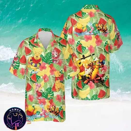 Discover Pooh And Friends Hawaiian Shirt - Funny Disney Winnie The Pooh Summer Gift