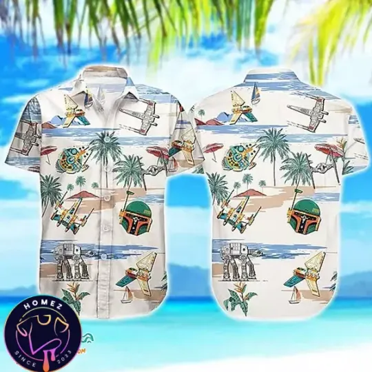 Star Wars Vintage Floral Mandalorian Hawaiian Shirt