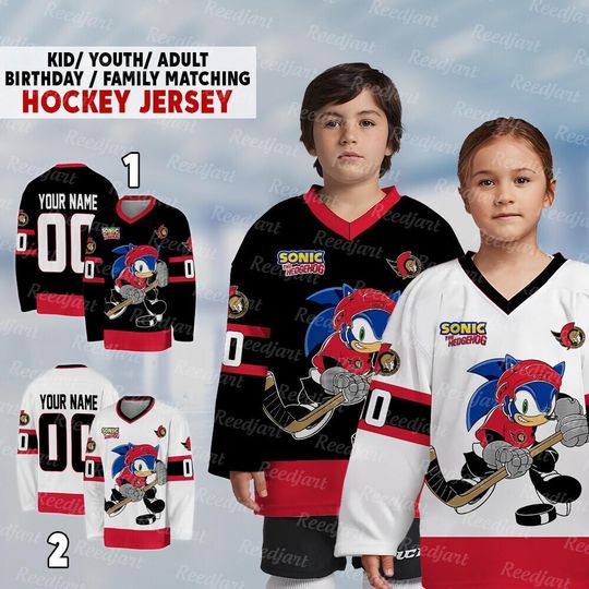 Personalized Ottawa Sonic Hockey Jersey, The Hedgehog Jersey For Men With Your Team Name, Fan Hockey Jersey