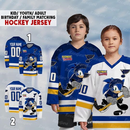 Personalized St Louis Sonic Hockey Jersey, The Hedgehog Jersey For Men With Your Team Name, Fan Hockey Jersey