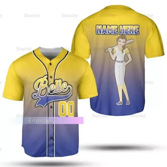 Belle Baseball Jersey, Personalized Belle Jersey, Belle Princess Jersey, Disney