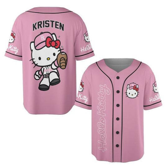 Personalized Hello Kitty Baseball Jersey, Hello Kitty Jersey, Hello Kitty Jersey Shirt, Hello Kitty Lover, Hello Kitty Shirt, Kitty Cat