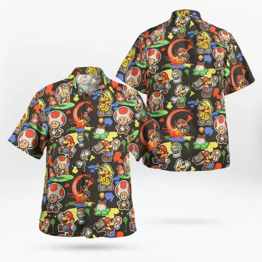 Super Mario Luigi Toad Hawaiian Shirt, Super Mario and friends Button Down Shirt