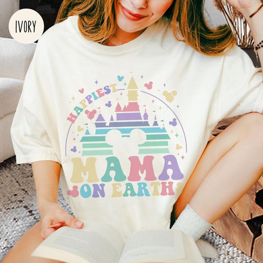 Discover Happiest Mama On Earth Mouse Ears Shirt, Colorful Family Trip Shirt, Mickey Ears Castle For Mom Shirt Gift, Minnie Mother's Day Shirt Gift