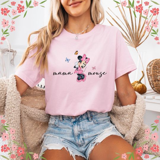 Discover Mama Mouse Minnie Shirt, Mothers Day Gift, Cute Disney Mom Shirt, Minnie with Bow Shirt for Women, Disneyland Trip Tee, Disney world Mom Tee