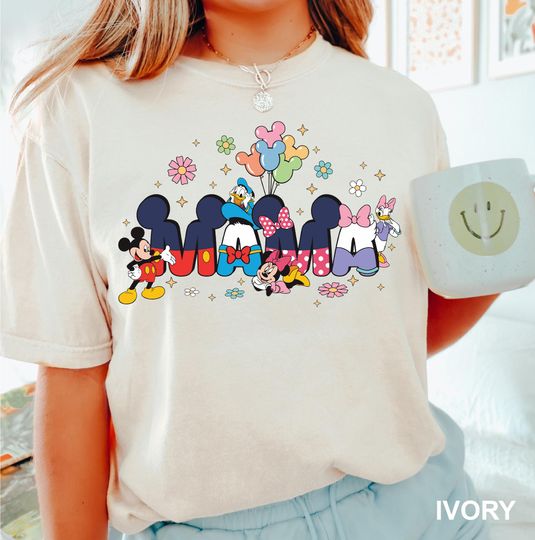 Discover Disney Mama Shirt Disney Mickey and Friends Mama Shirt Disney Mickey Shirt Floral Mothers Day Shirt, Mama Disney Shirt Gift for Mom