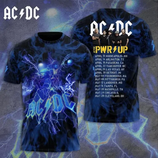 Discover AC-DC 3D Apparel Power Up Tour 2025 Us M34-3D Unisex T-Shirt