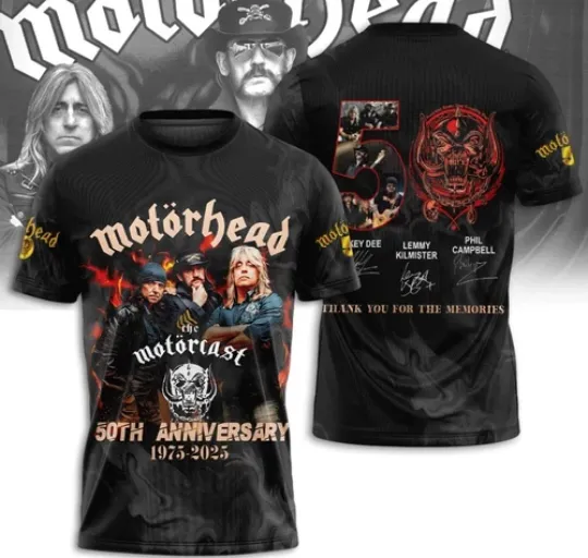 Motorhead Band 3D Tee, Anniversary Tour 2025, All Size Unisex