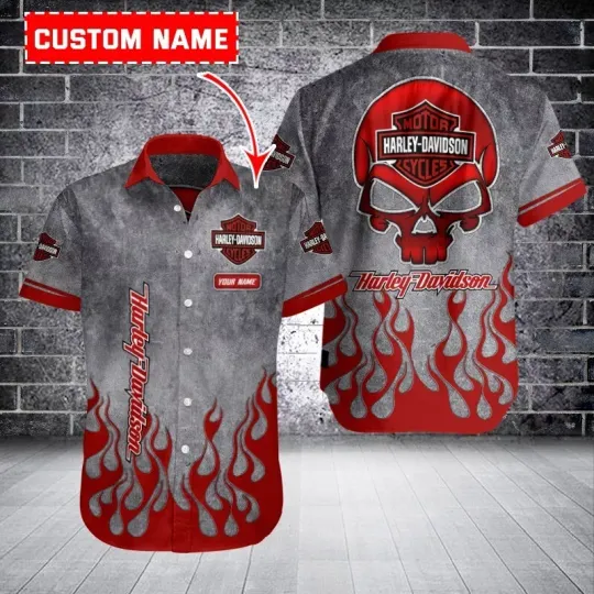 Discover Personalized Harley Motor Racing Davidsonn Casual Button Down Unisex Adult Shirt