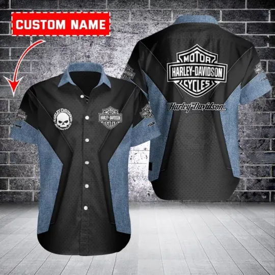 Discover Personalized Harley Motor Racing Davidsonn Casual Button Down Unisex Adult Shirt