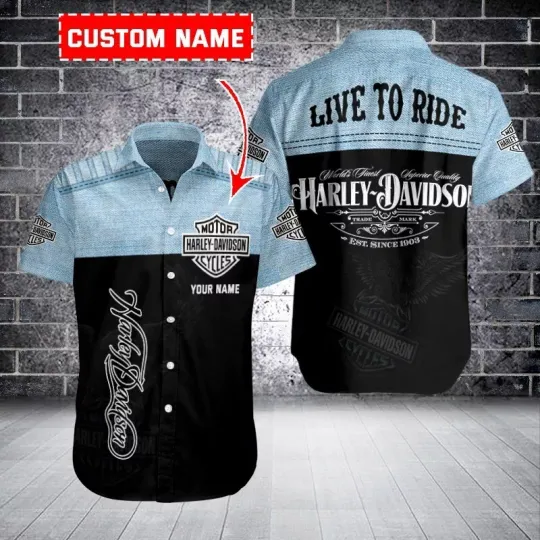 Discover Personalized Harley Motor Racing Davidsonn Casual Button Down Unisex Adult Shirt