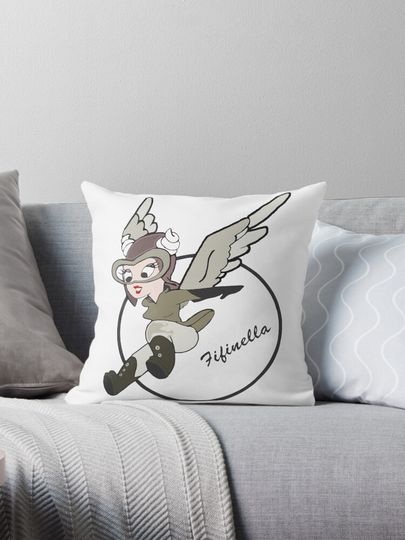 Olive Drab Fifinella - Women Airforce Service Pilots (WASP) Pillow