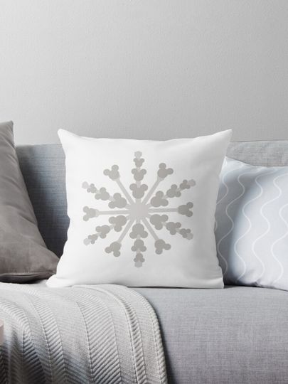 Hidden Mickey Snowflake Pillow