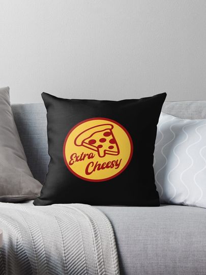 Funny Pizza Slice Extra Cheesy Graphic Pillow