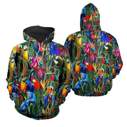 Discover Unisex Parrot Amazing Tropical Hoodie, Parrot Lover Hoodie, Parrot 3D Hoodie