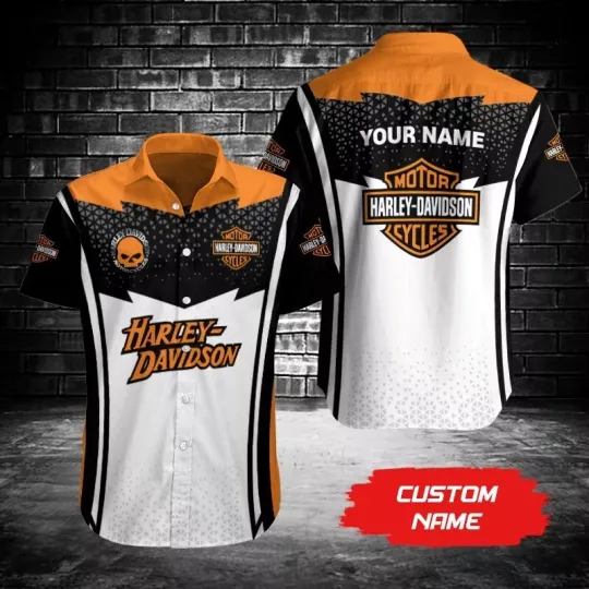 Discover Personalized Harley Motor Racing Davidson Casual Button Down Shirt Unisex Adults