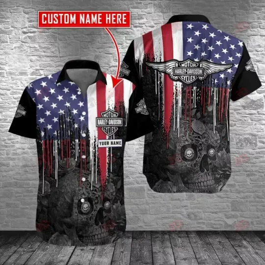 Discover Personalized Harley Motor Racing Davidson Casual Button Down Shirt Unisex Adults