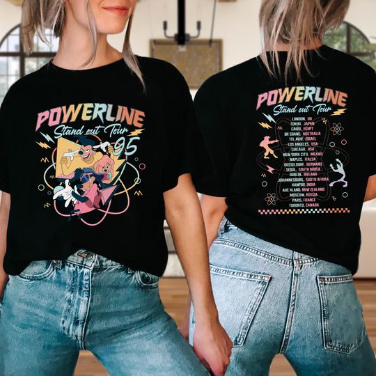 Retro Goofy Movie Two-sided Shirt, Max Goofy Roxanne Powerline Shirt, Stand Out World Tour Shirt, Goofy Movie Shirt, Family Trip