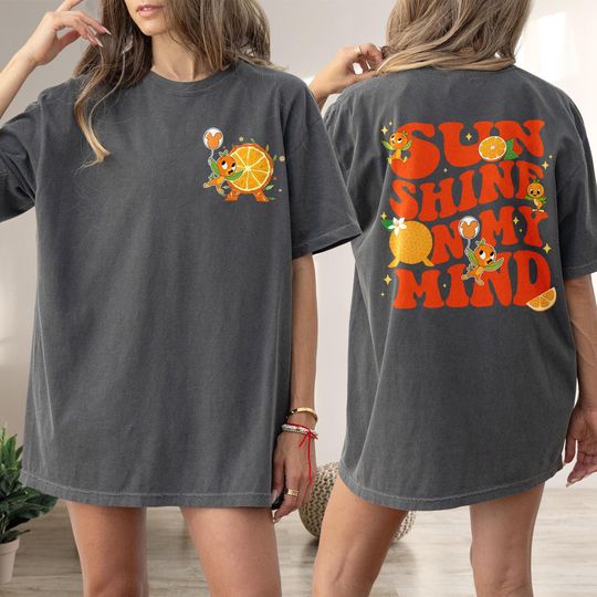 Sunshine On My Mind T-Shirt, 2-Sided Orange Bird Shirt, Summer Vacation Shirt, Flower Garden Festival 2025 Shirt, Magic Kingdom Trip Tee