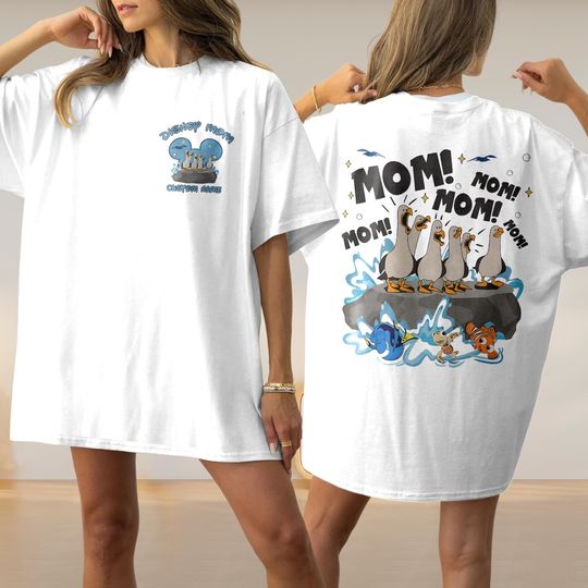 Personalized Finding Nemo Seagull Mom Dad Two-sided Shirt, Custom Name Mom Mom Mom Tee, Mother's Day Shirt, Father's Day Shirt