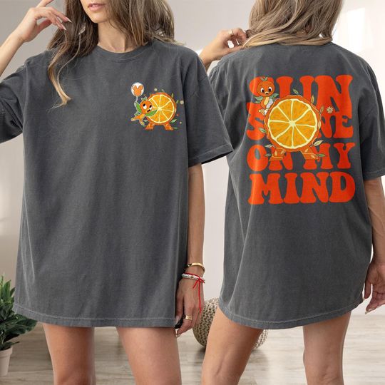 2-Sided Orange Bird Shirt, Sunshine On My Mind T-Shirt, Summer Vacation Shirt, Flower Garden Festival 2025 Shirt, Magic Kingdom Trip Tee