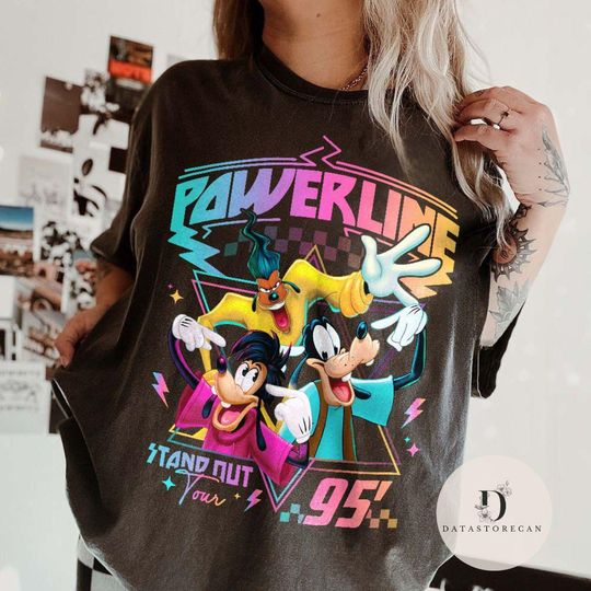Discover Retro Goofy Movie Powerline Stand out World Tour Shirt, Max Goofy Roxanne Powerline Shirt, Disney World Tour Shirt, Disney Group shirt