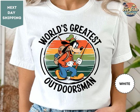 Discover Disney A Goofy Movie Love Fishing World's Greatest Out Doorsman Shirt, Disneyland Family Matching Shirt, Magic Kingdom Tee