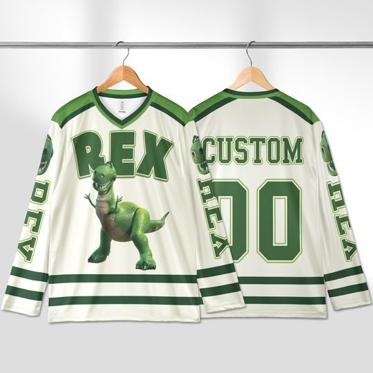 Personalized Toy Story Rex Hockey Jersey, Custom Toy Story Rex Hockey Jersey, Toy Story Hockey Fan Lover Gift