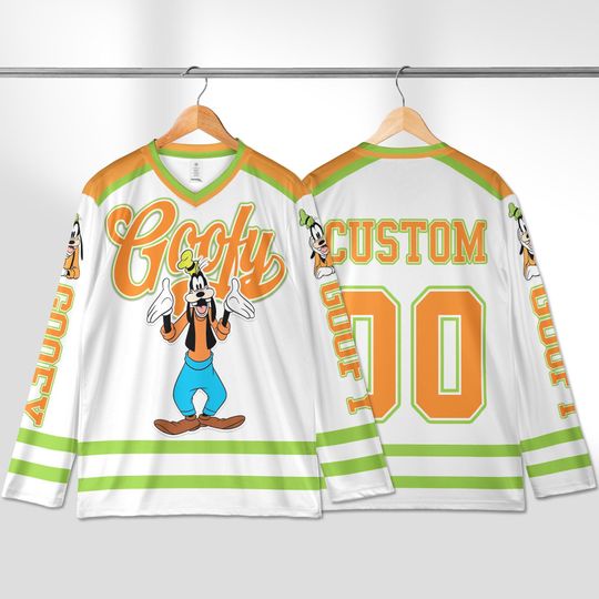 Discover Personalized Disney Goofy Hockey Jersey, Custom Disney Goofy Hockey Jersey, Mickey and Friends Hockey Fan Lover Gift