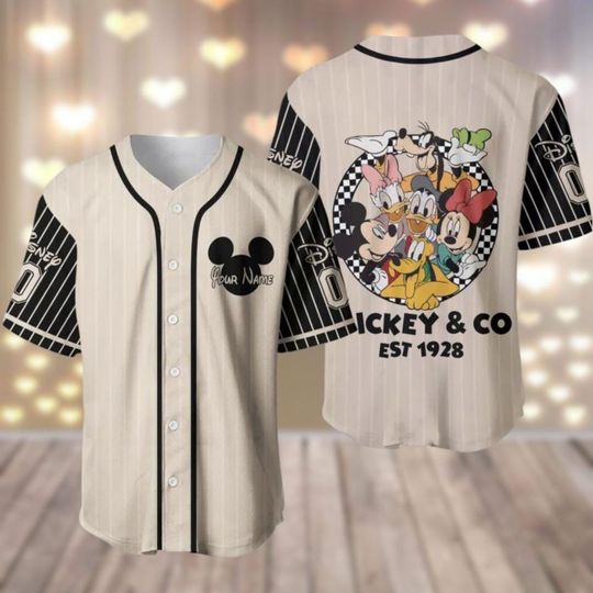 Discover Personalized Mickey and Friends Baseball Jersey, Disney Trip Family Jersey Shirt, Cartoon Characters Baseball Shirt, Magic Kingdom Tee