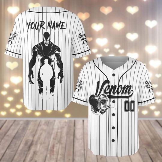 Personalized Venom Baseball Jersey, Marvel Movie Baseball Jersey, Superhero Team Jersey Shirt, Venom Horror Shirt For Fan, Gift For Dad