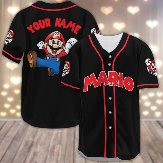Custom Super Mario Baseball Jersey, Mario Bros Jersey Men, Team Jersey For Game Lover, Matching Game Character Tee, Super Mario Fan