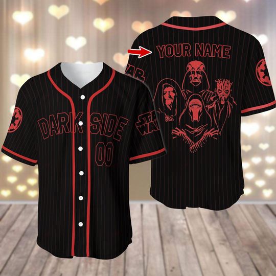 Custom Dark Side Star Wars Baseball Jersey, Star Wars Baseball Shirt, Darth Vader Jersey Shirt, Galaxy's Edge Shirt For Men, Gift For D