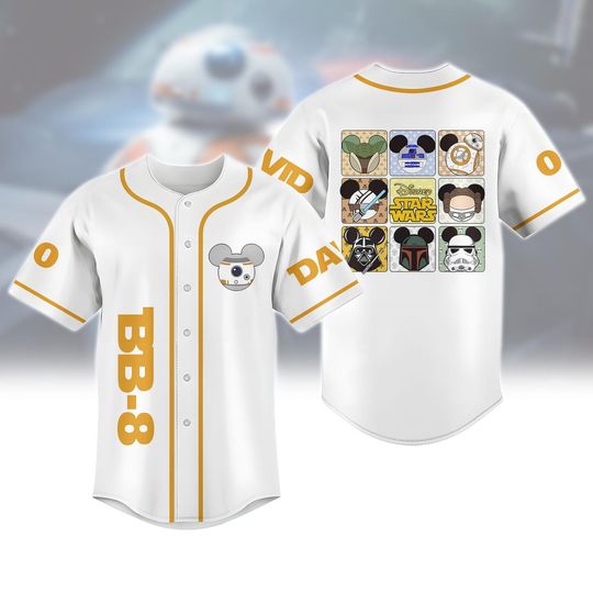 Discover Custom Star Wars BB-8 Baseball Jersey, BB-8 Droid Jersey Shirt, Football Shirt For Star Wars Fan, Galaxy's Edge Tee, Disney Family Gift
