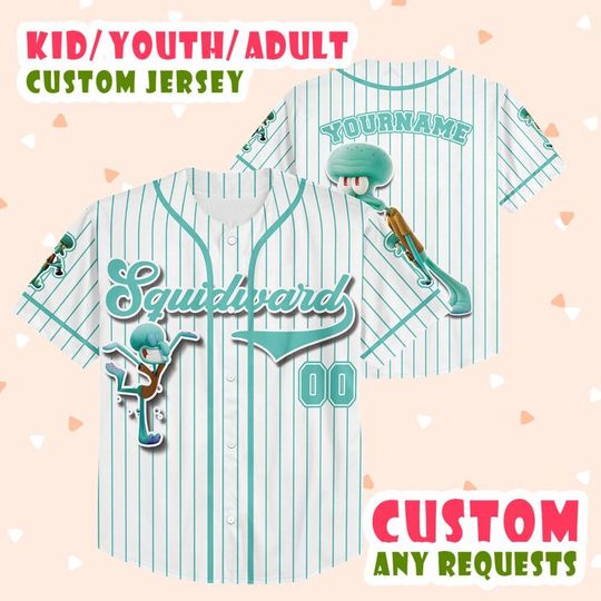 Personalized The SpongeBob SquarePants Movie Baseball Jersey, Squidward Custom Printstripe Baseball Jersey, The SpongeBob Fans