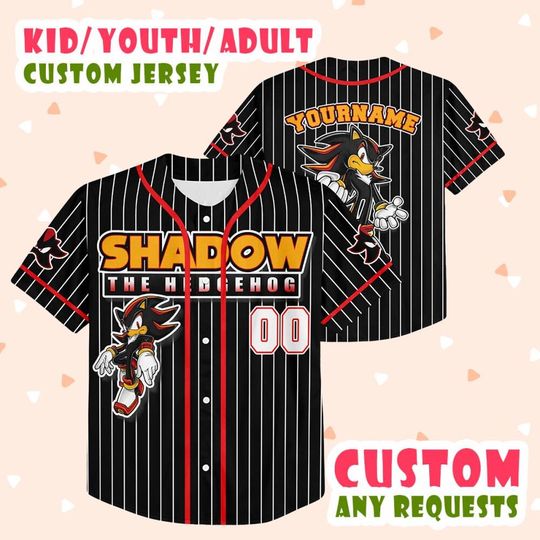 Discover Personalized Sonic 3 The Hedgehog Shadow The Badass Jersey, Sonic Custom Name Number Jersey, Sonic Movie Gift For Kids