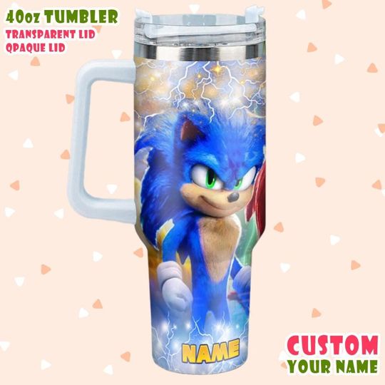 Discover Personalized  Sonic 3 The Hedgehog Tumbler With Handle, Team Sonic 3 Movie Tumbler, Printed 40oz Tumbler With Handle