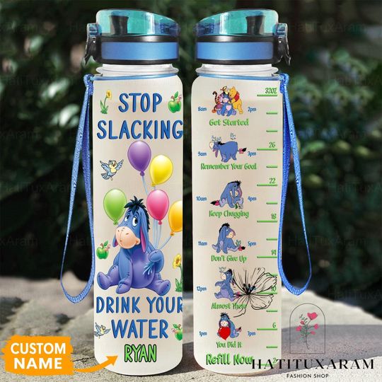 Eeyore Water Bottle, Personalized Eeyore Bottle, Pooh Water Bottle, Motivational Bottle, The Pooh Sport Bottle, Cute Eeyore Fitness Bottle