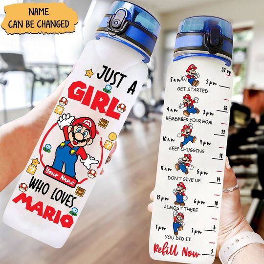 Mario Water Tracker Bottle, Mario Water Bottle, Personalized Mario Bottle, Super Mario Bottle, Mario Brothers Bottle, Back To School