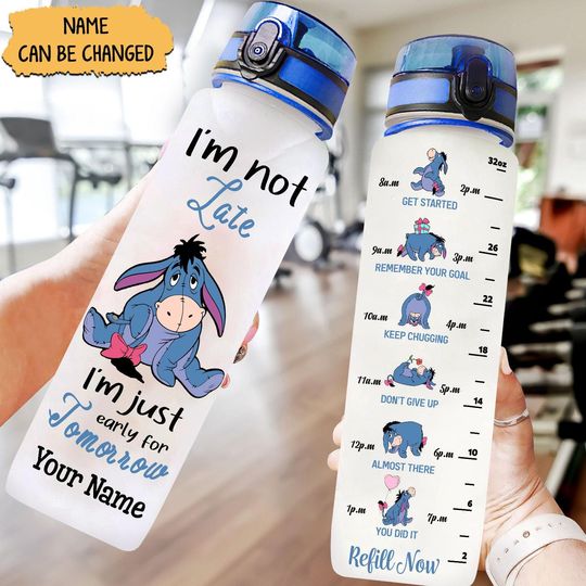 Eeyore Water Tracker Bottle, Winnie The Pooh Water Bottle, Disney Women Bottle 32oz, Personalized Pooh Bottle, Disney Girls Bottle