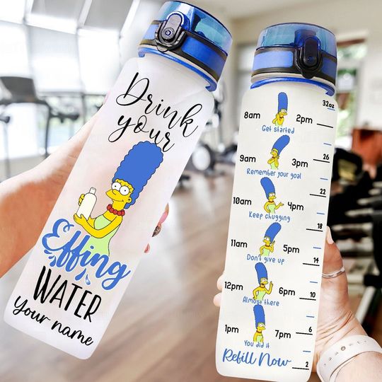 The Simpsons Water Bottle, Marge Simpson Bottle, Funny Simpson Bottle, The Simpsons Family, Gym Bottle, Custom Water Bottle, Cartoon Bottle