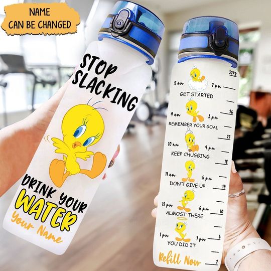 Tweety Bird Water Track Bottle, Custom Tweety Bird Bottle, Disney Tweety Bird Bottle, 32oz Water Bottle, Motivational Bottle, Disney Bottle