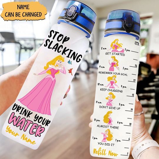 Aurora Water Tracker Bottle, Princess Aurora Bottle, Custom Disney Bottle, Sleeping Beauty, Maleficent Aurora Princess, Gift For Her