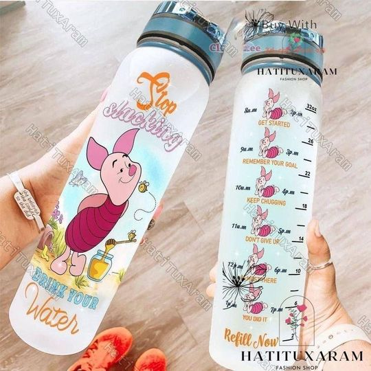 Piglet Water Tracker Bottle, Winnie The Pooh Bottle, Disney Pooh Water Bottle, Fitness Bottle, Magic Kingdom, Disney World Bottle