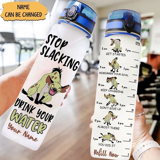Hyena Water Tracker Bottle, Custom Hyena Lion King Bottle, Drink Your Bottle, Lion King Bottle, 32oz Water Bottle, Disney Water Bottle